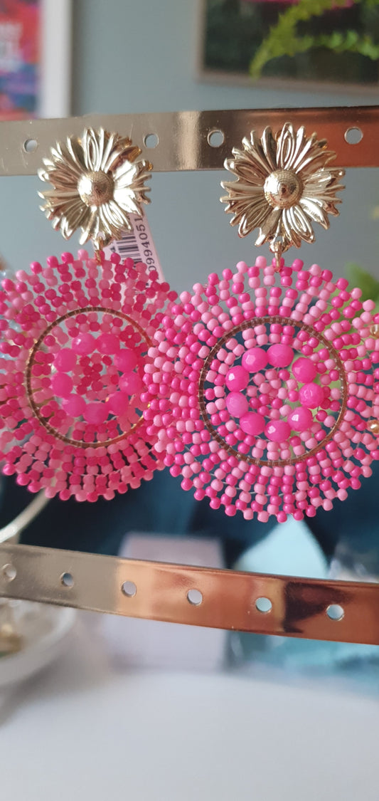 Yazmine Earrings Pink & Gold