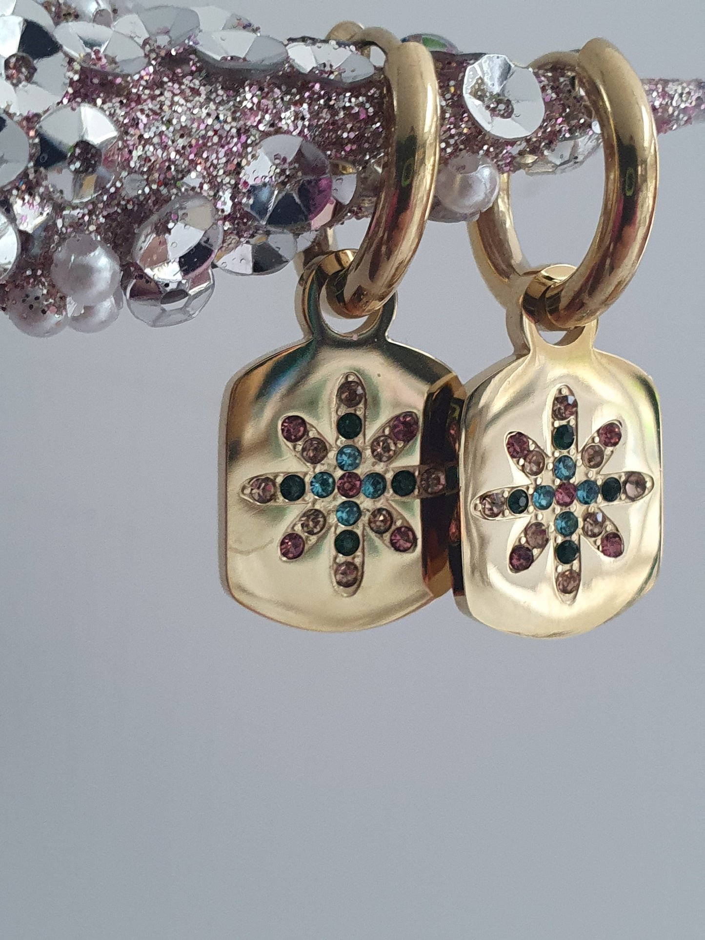 Gold Star Pendant Earrings