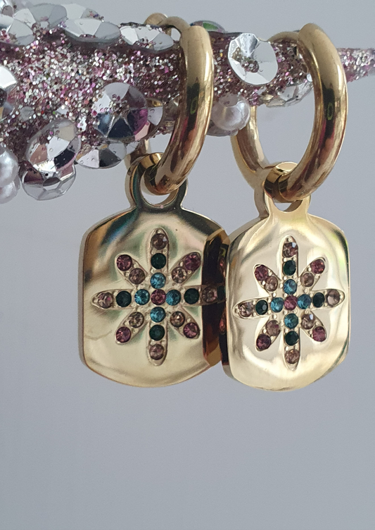 Gold Star Pendant Earrings