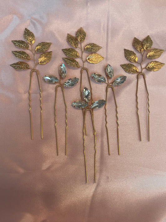 Gold Leaf Hairpins (6)