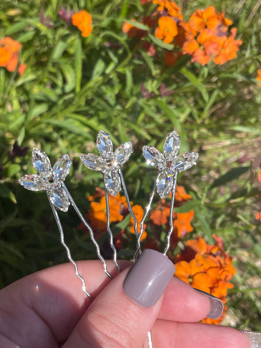 Silver Lotus Hairpins (6)