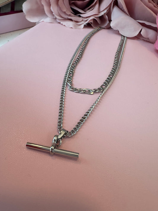 Silver T Bar Necklace
