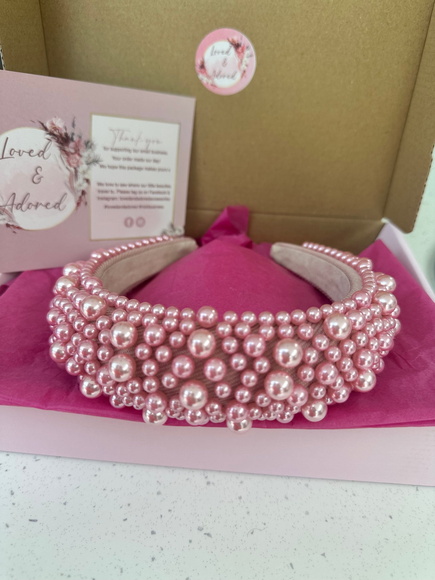 Celestial Pink Pearl Hairband