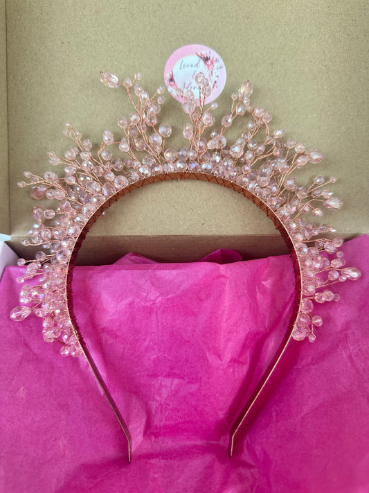 Lyra Pink Crystal Crown
