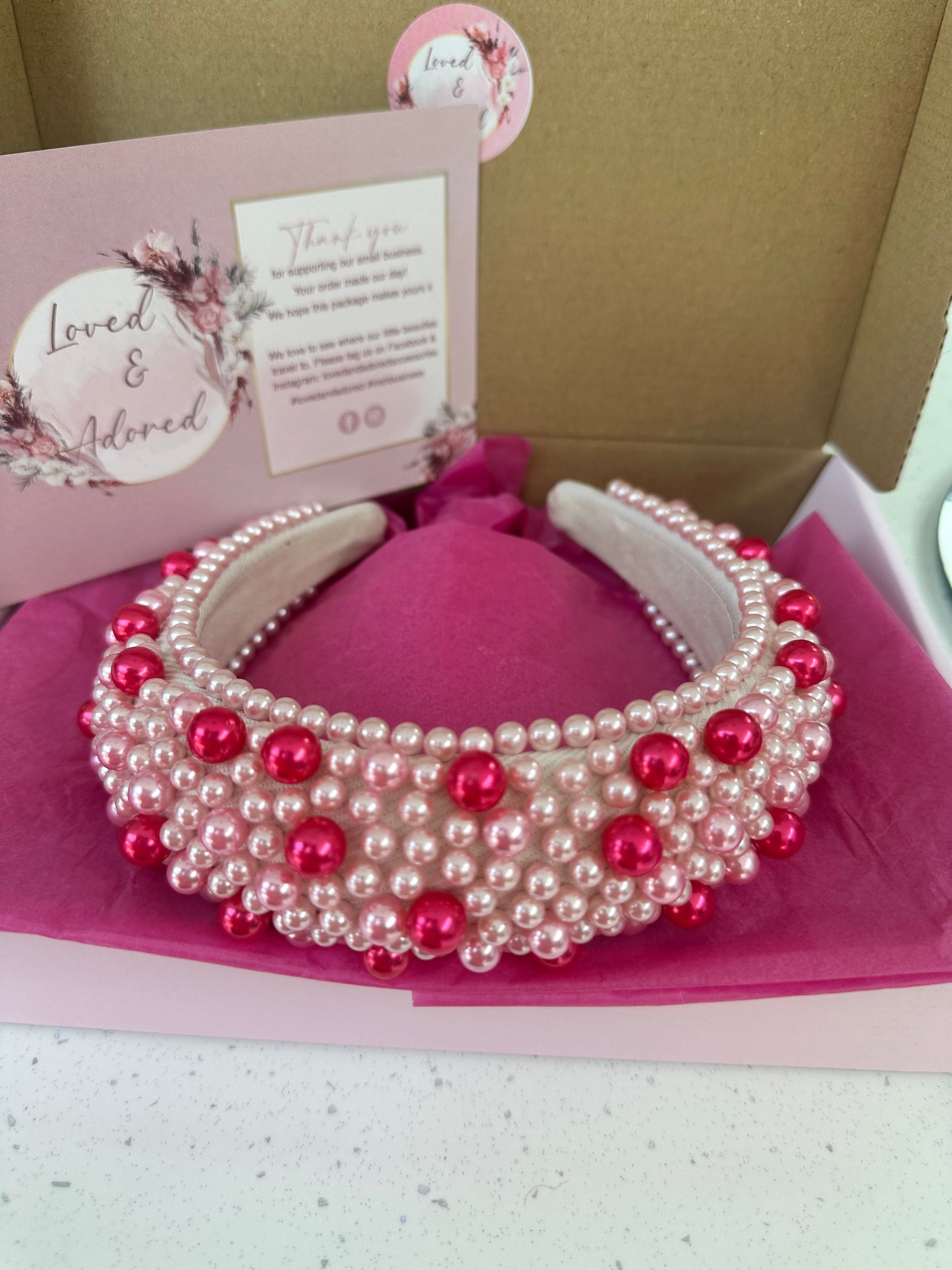 Celestial Two Tone Pink Pearl Hairband