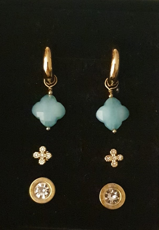 Green Clover Earring Set (3 pairs)