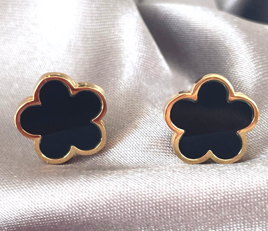 Clover Earrings Black & Gold