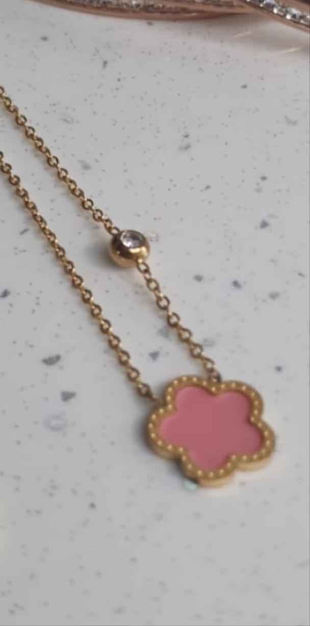 Pink Clover Necklace