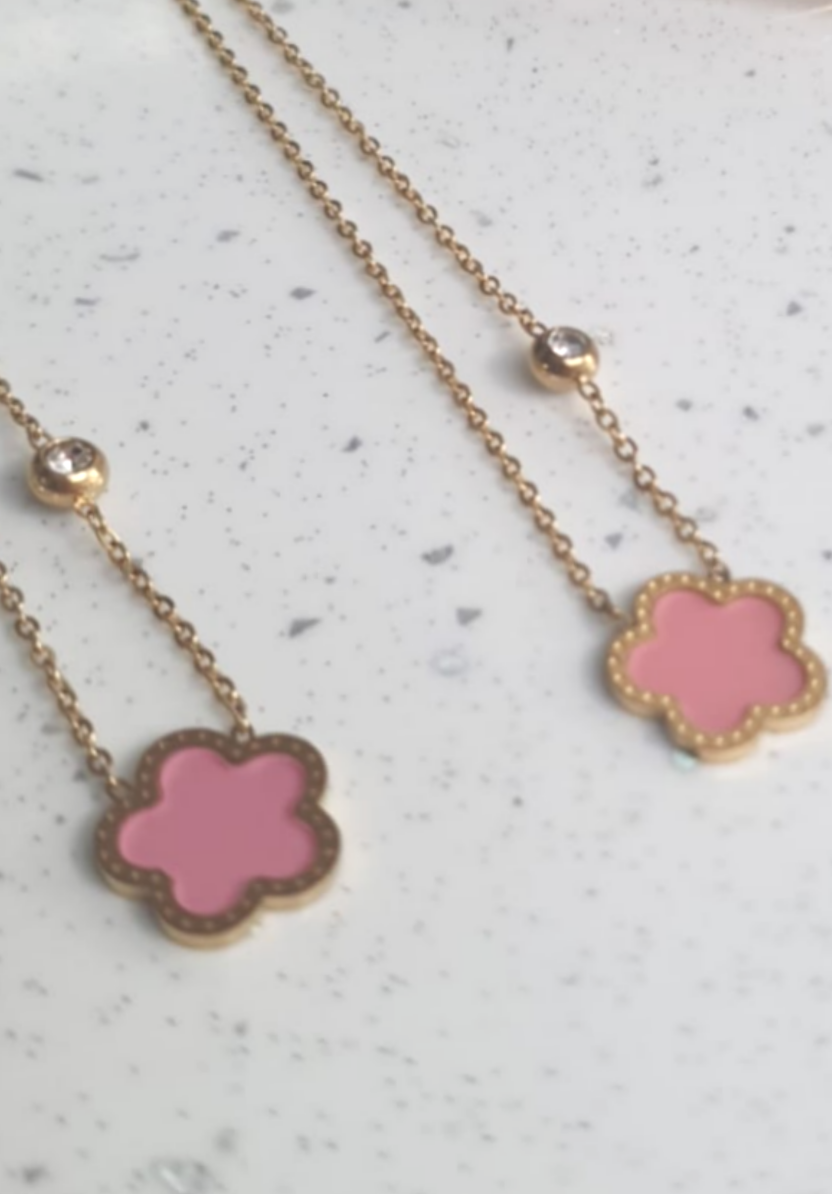 Pink Clover Necklace