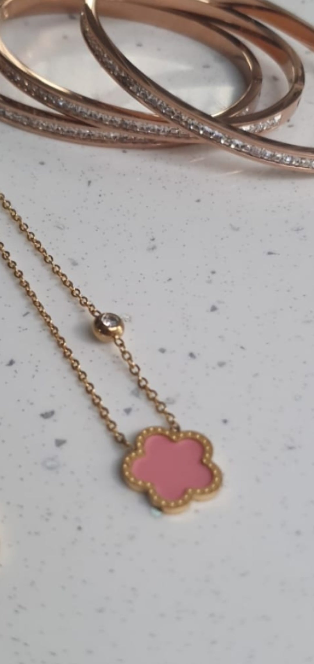 Pink Clover Necklace