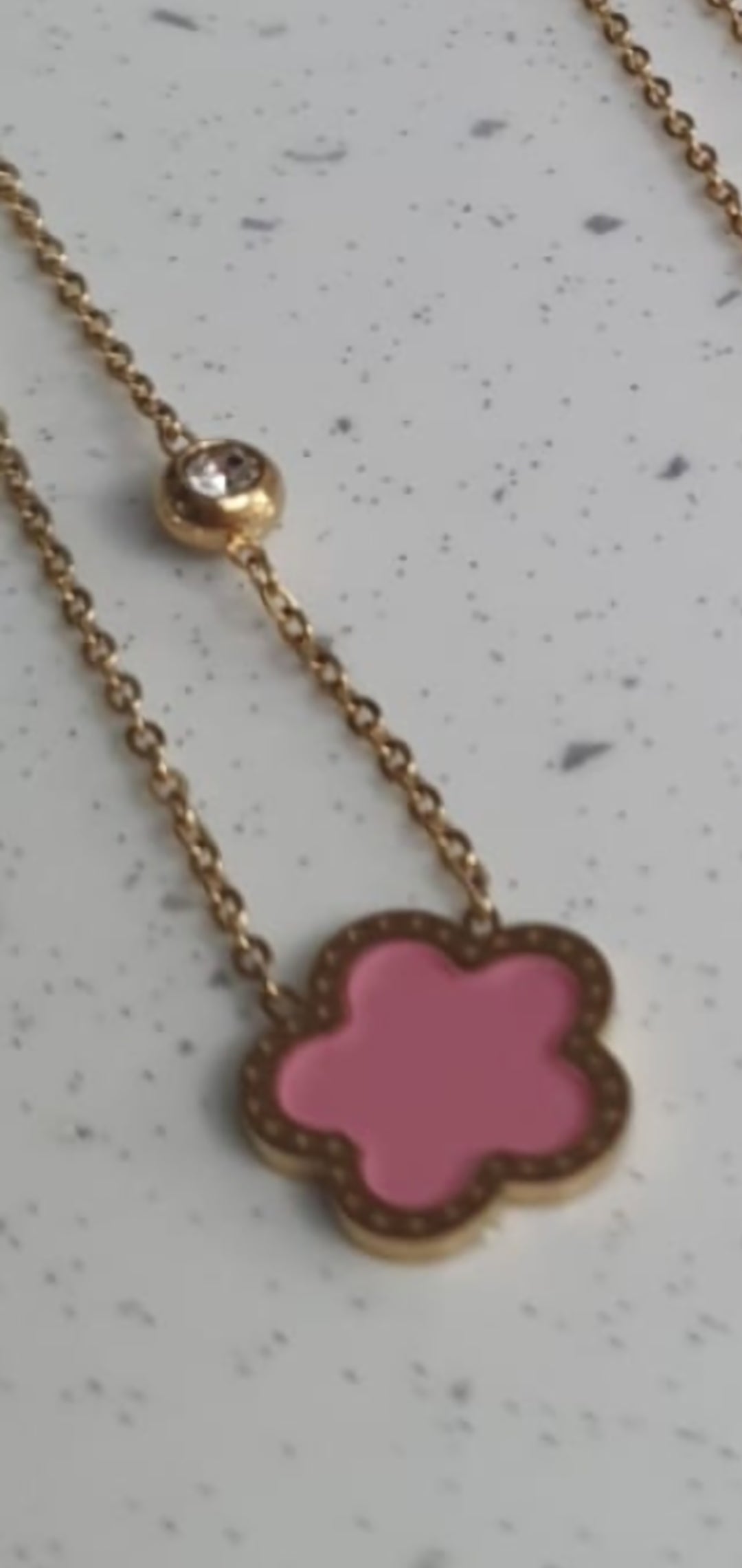 Pink Clover Necklace