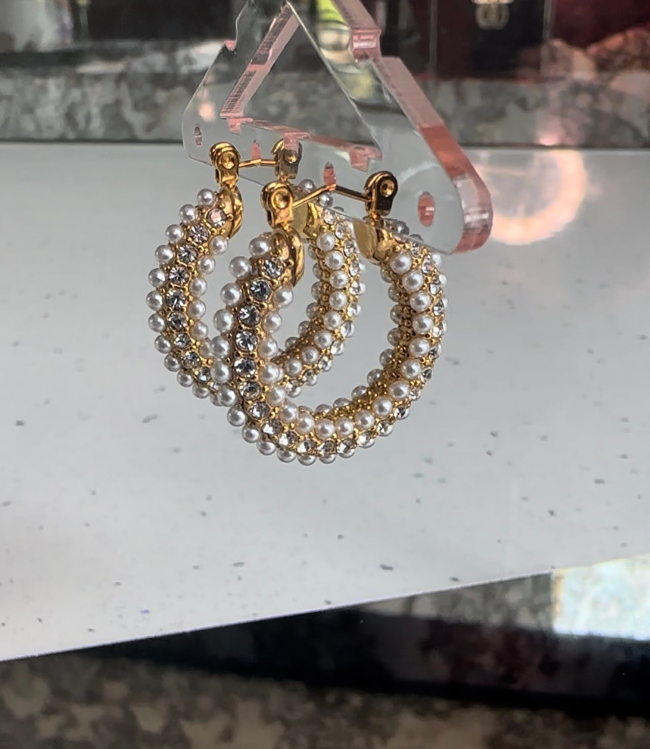 Perla Sparkle Hoop Earrings